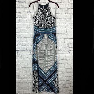 London Times Collection Patterned Maxi Dress Size Large